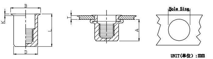 reduced head round body rivet nut