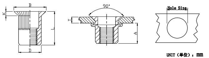 countersunk round rivet nut