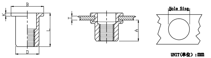 flat head round blind rivet nut