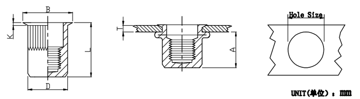 reduced hex rivet nut 