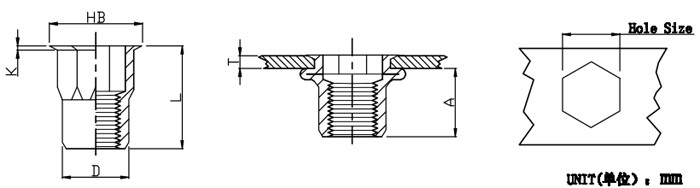 open end reduced head hex rivet nut