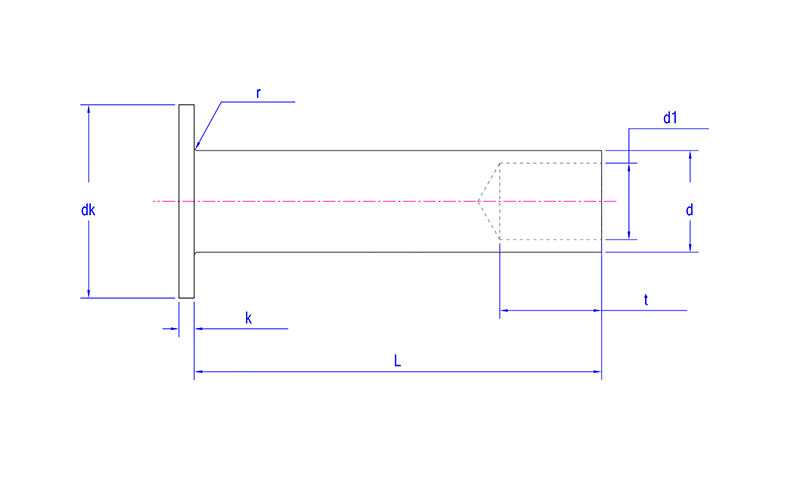 Flat round head semi tubular rivet