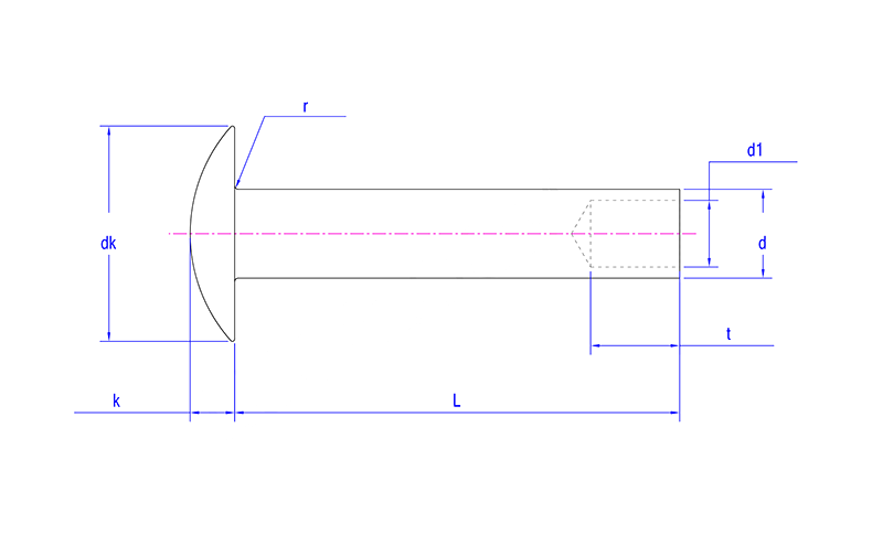 round head semi tubular rivet